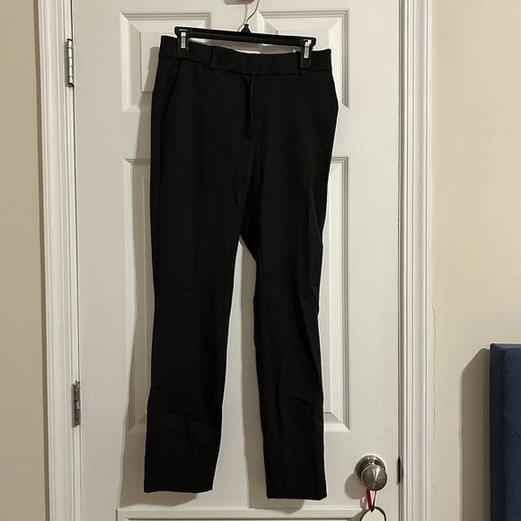 H&M Trousers Charcoal Dark Gray Mid Rise Flat Front Tapered Dress Pants Womens 6 - Picture 1 of 9